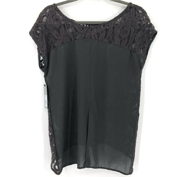 Apt. 9 Grey‎ Lace Short Sleeve Sheer Hi-Lo Shirt Woman Small Flowy Elegant NWT - Picture 2 of 6